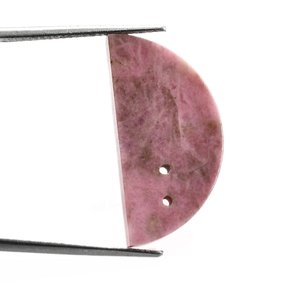 RHODONITE PLAIN D SHAPE 25X12.50 MM (FULL DRILL-1.00MM) 11.50 CTS
