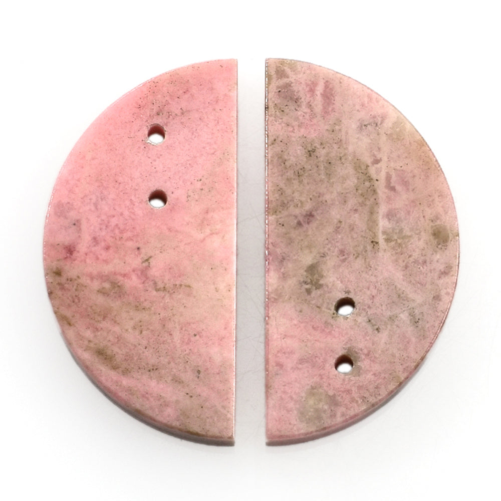 RHODONITE PLAIN D SHAPE 25X12.50 MM (FULL DRILL-1.00MM) 11.50 CTS