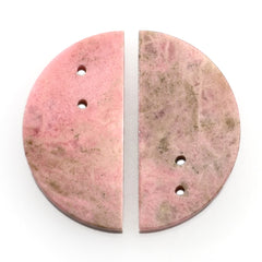 RHODONITE PLAIN D SHAPE 25X12.50 MM (FULL DRILL-1.00MM) 11.50 CTS