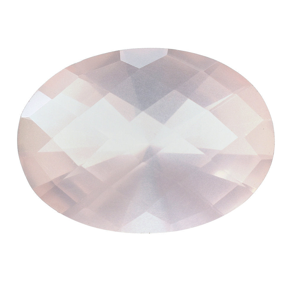 ROSE QUARTZ CHECKER CUT TOP WITH DIAMOND CUT BACK OVAL 18X13MM 10.77 Cts.
