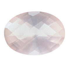 ROSE QUARTZ CHECKER CUT TOP WITH DIAMOND CUT BACK OVAL 18X13MM 10.77 Cts.
