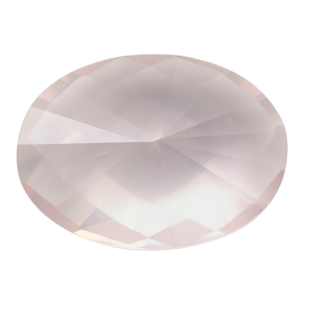 ROSE QUARTZ CHECKER CUT TOP WITH DIAMOND CUT BACK OVAL 18X13MM 10.77 Cts.