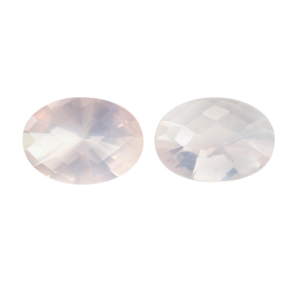 ROSE QUARTZ CHECKER CUT TOP WITH DIAMOND CUT BACK OVAL 18X13MM 10.77 Cts.