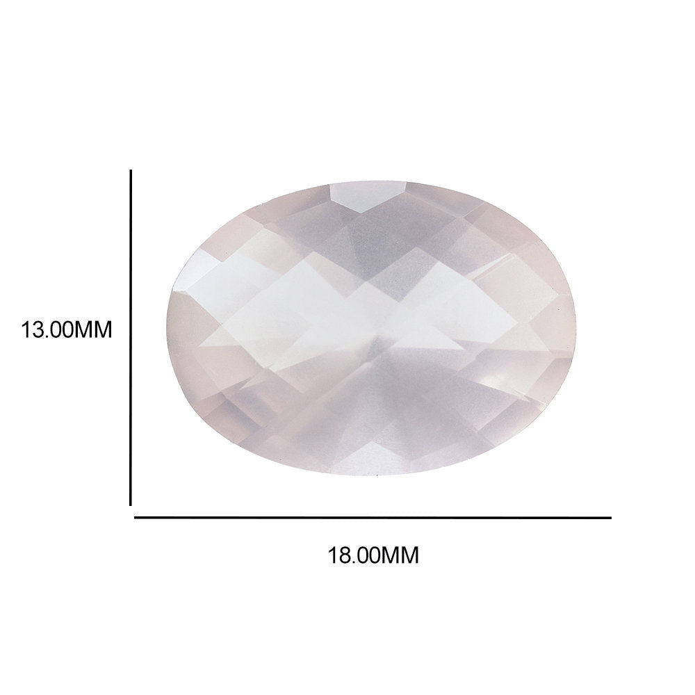 ROSE QUARTZ CHECKER CUT TOP WITH DIAMOND CUT BACK OVAL 18X13MM 10.77 Cts.