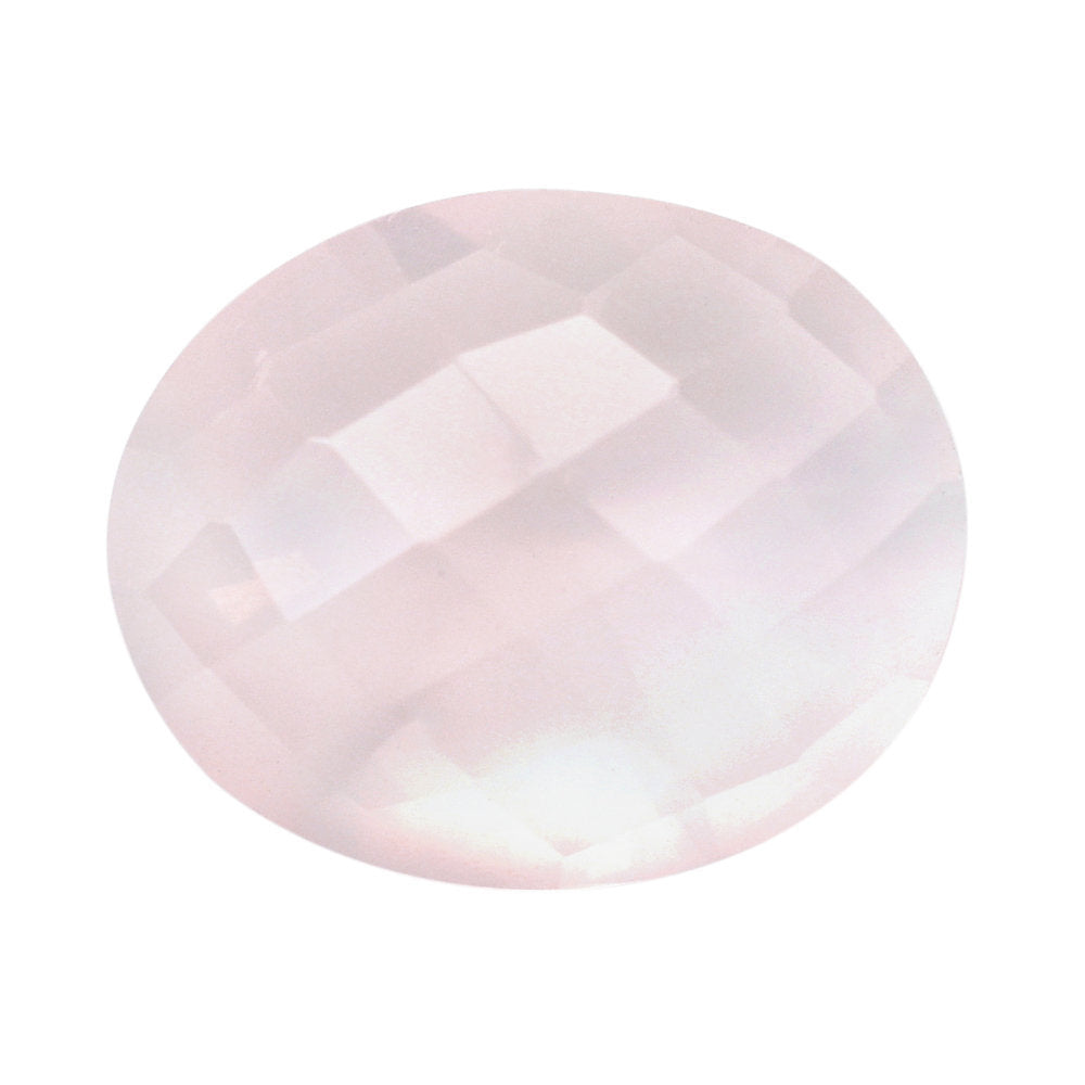 ROSE QUARTZ CHECKER CUT TOP WITH DIAMOND CUT BACK OVAL 12X10MM 3.66 Cts.