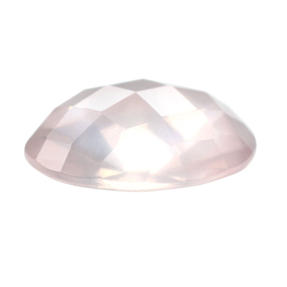ROSE QUARTZ CHECKER CUT TOP WITH DIAMOND CUT BACK OVAL 12X10MM 3.66 Cts.