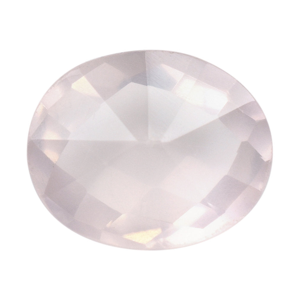 ROSE QUARTZ CHECKER CUT TOP WITH DIAMOND CUT BACK OVAL 12X10MM 3.66 Cts.