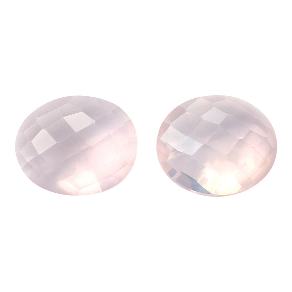 ROSE QUARTZ CHECKER CUT TOP WITH DIAMOND CUT BACK OVAL 12X10MM 3.66 Cts.