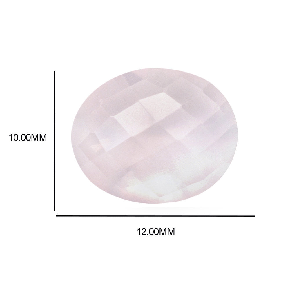ROSE QUARTZ CHECKER CUT TOP WITH DIAMOND CUT BACK OVAL 12X10MM 3.66 Cts.