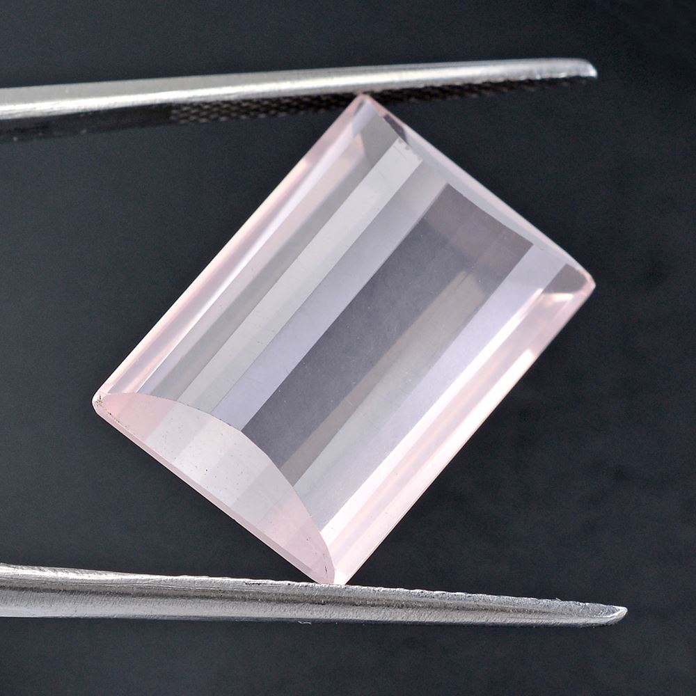 ROSE QUARTZ STEP CUT BRIOLETTE FANCY 18X13MM 13.70 Cts.