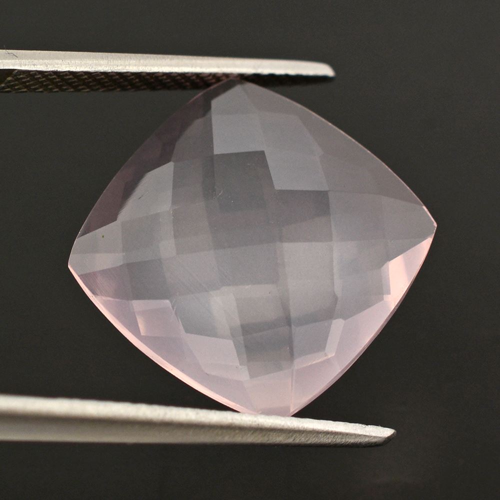 ROSE QUARTZ BRIOLETTE CUSHION (TRANSPARENT) 15MM 8.49 Cts.