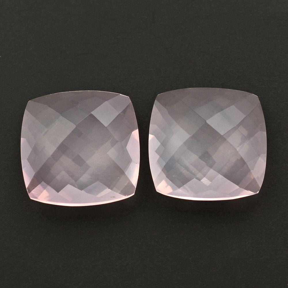 ROSE QUARTZ BRIOLETTE CUSHION (TRANSPARENT) 15MM 8.49 Cts.