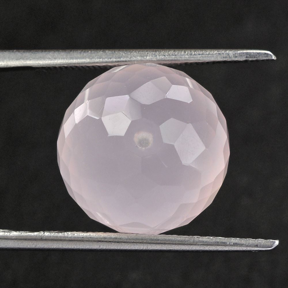 ROSE QUARTZ CHECKER CUT BALLS (HALF DRILL) LITE 13MM 14.95 Cts.