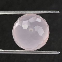 ROSE QUARTZ CHECKER CUT BALLS (HALF DRILL) LITE 13MM 14.95 Cts.