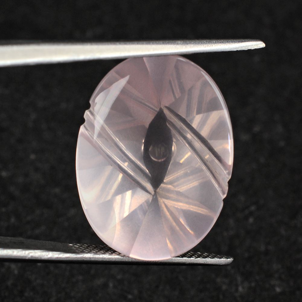ROSE QUARTZ BUFFTOP EVIL EYE OVAL 20X15MM 15.43 Cts.