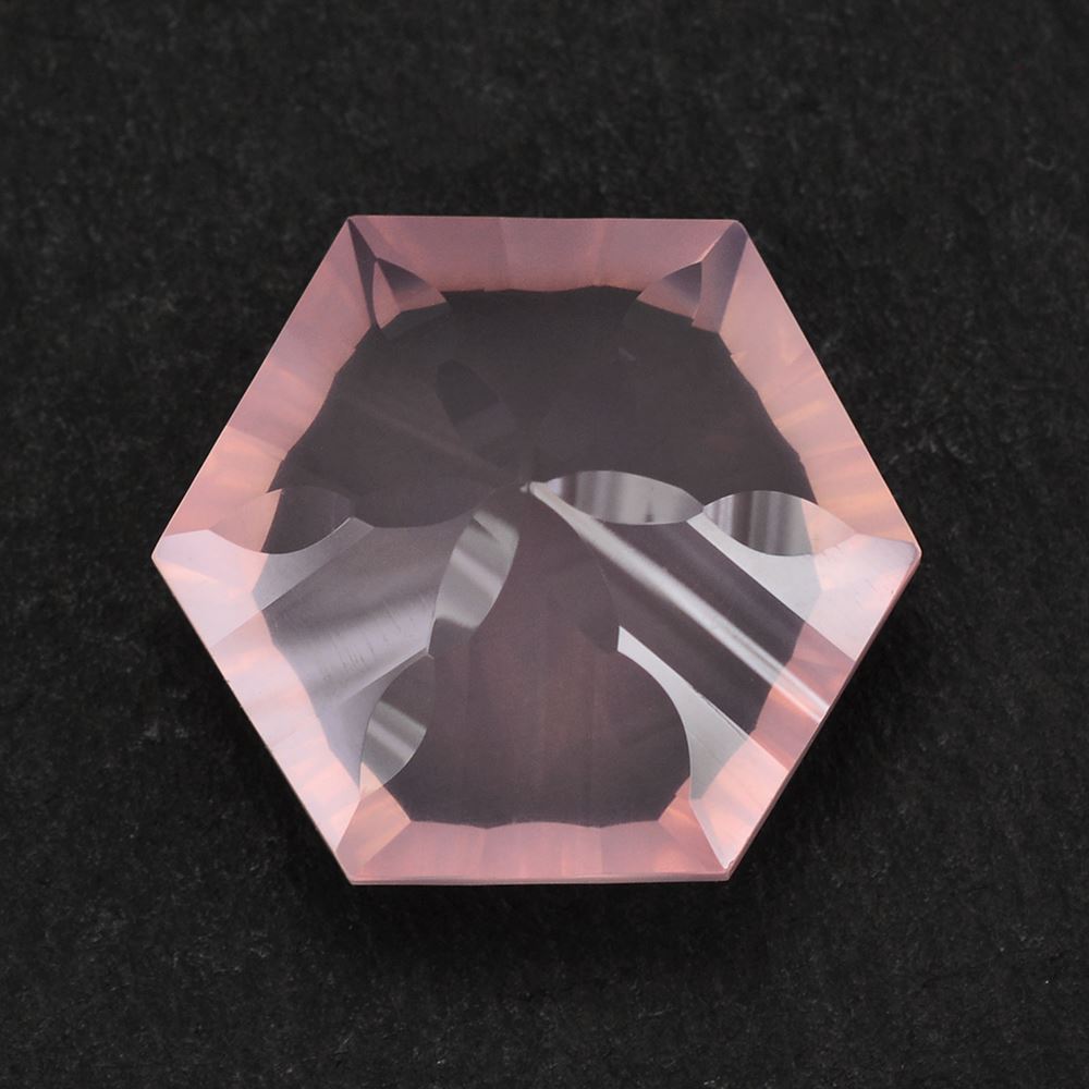 ROSE QUARTZ CONCAVE SPLENDOR CUT HEXAGON 16MM 14.37 Cts.