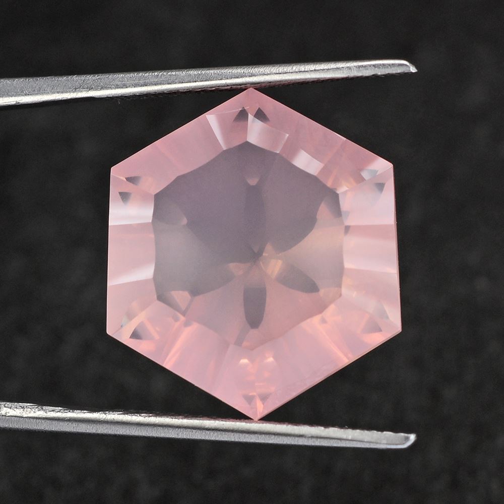ROSE QUARTZ CONCAVE SPLENDOR CUT HEXAGON 16MM 14.37 Cts.