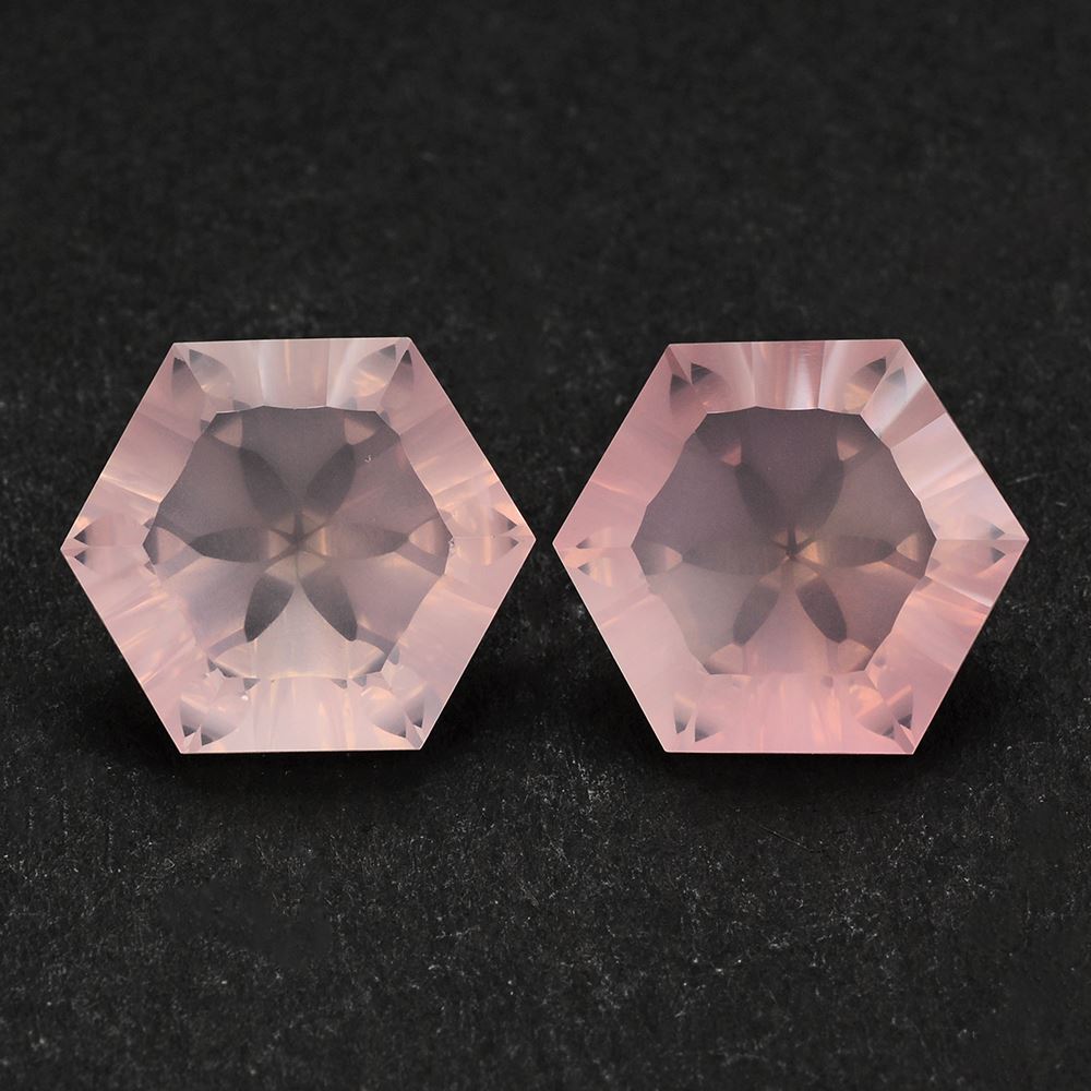 ROSE QUARTZ CONCAVE SPLENDOR CUT HEXAGON 16MM 14.37 Cts.