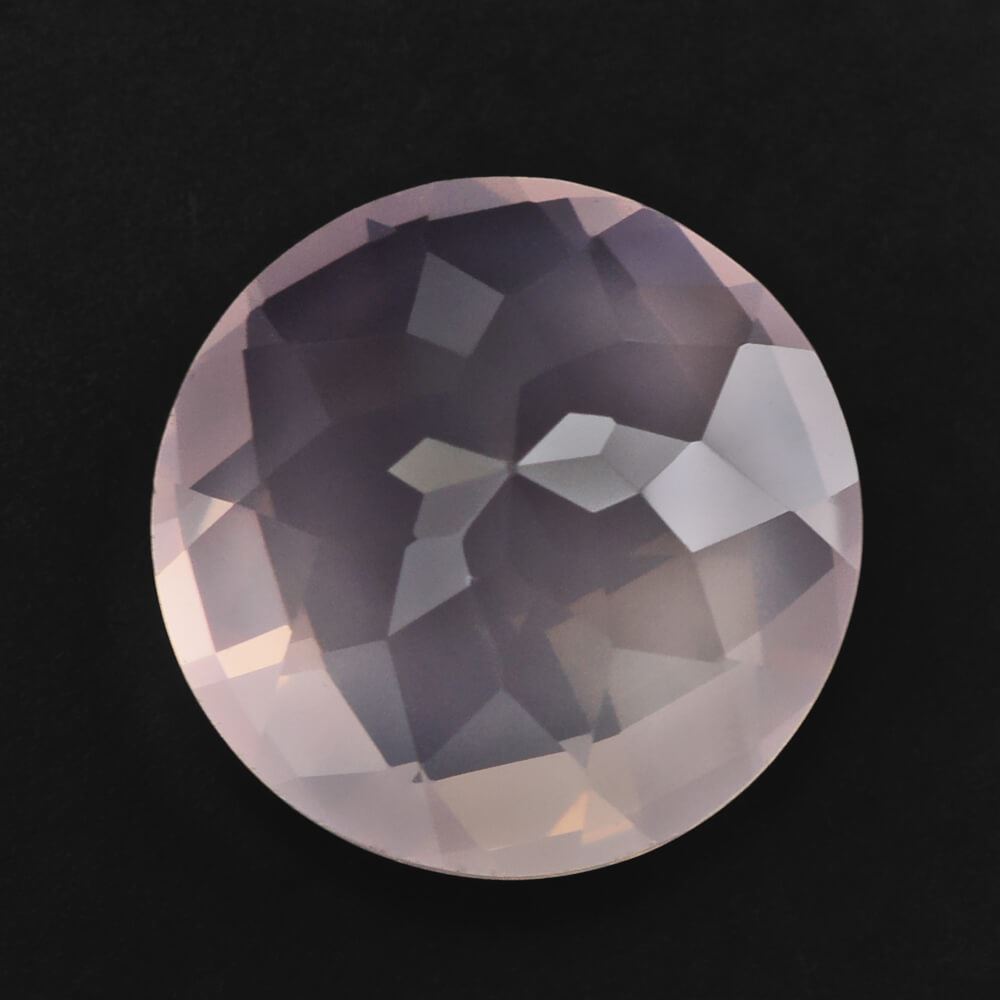 ROSE QUARTZ CHECKER CUT ROUND (SEMI-MILKY) (NICE COLOR) 12MM 5.87 Cts.
