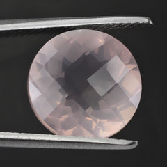 ROSE QUARTZ CHECKER CUT ROUND (SEMI-MILKY) (NICE COLOR) 12MM 5.87 Cts.