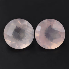 ROSE QUARTZ CHECKER CUT ROUND (SEMI-MILKY) (NICE COLOR) 12MM 5.87 Cts.