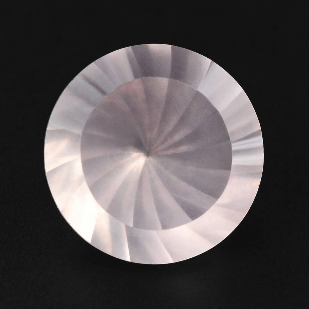 ROSE QUARTZ CHECKER CUT ROUND (SEMI- MILKY) (NICE COLOR) 12MM 5.39 Cts.