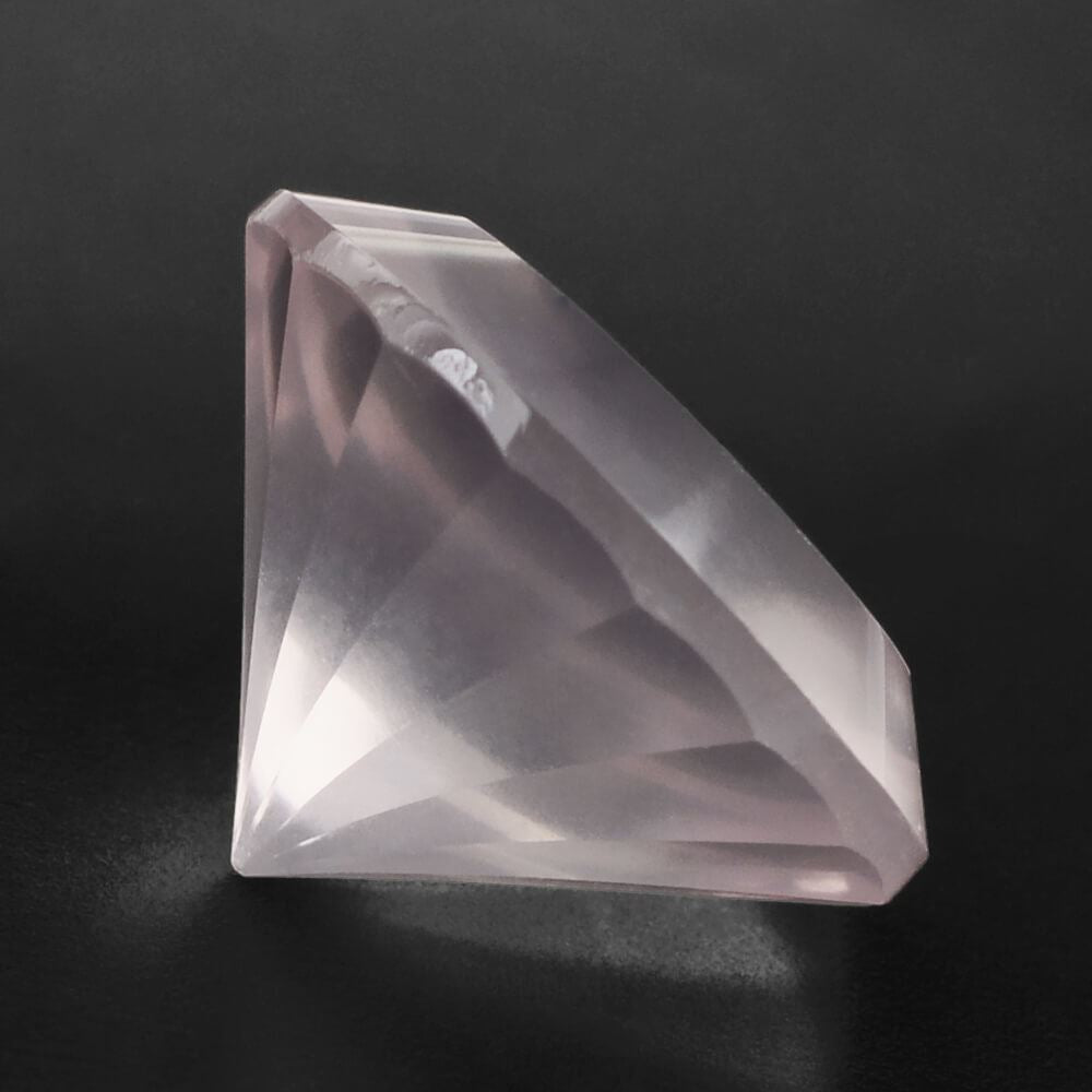 ROSE QUARTZ CHECKER CUT ROUND (SEMI- MILKY) (NICE COLOR) 12MM 5.39 Cts.