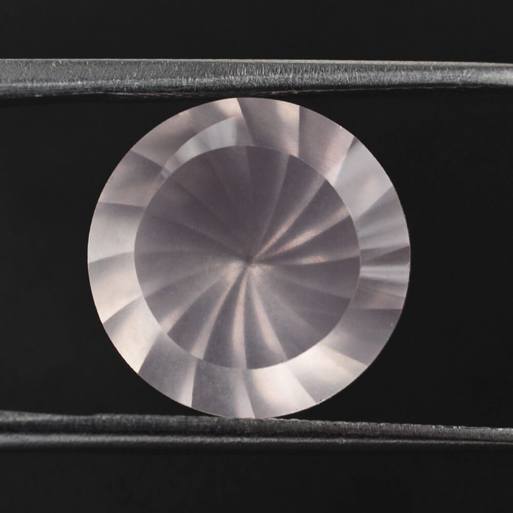 ROSE QUARTZ CHECKER CUT ROUND (SEMI- MILKY) (NICE COLOR) 12MM 5.39 Cts.