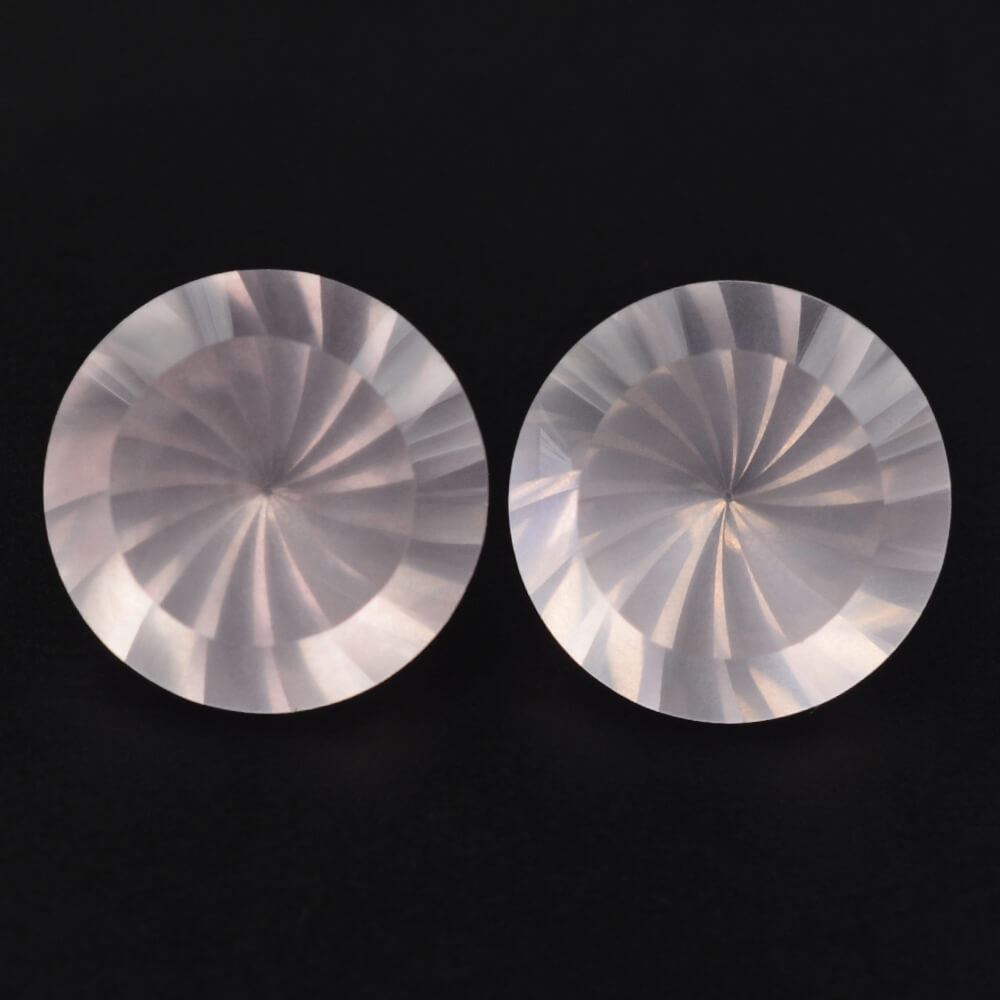 ROSE QUARTZ CHECKER CUT ROUND (SEMI- MILKY) (NICE COLOR) 12MM 5.39 Cts.