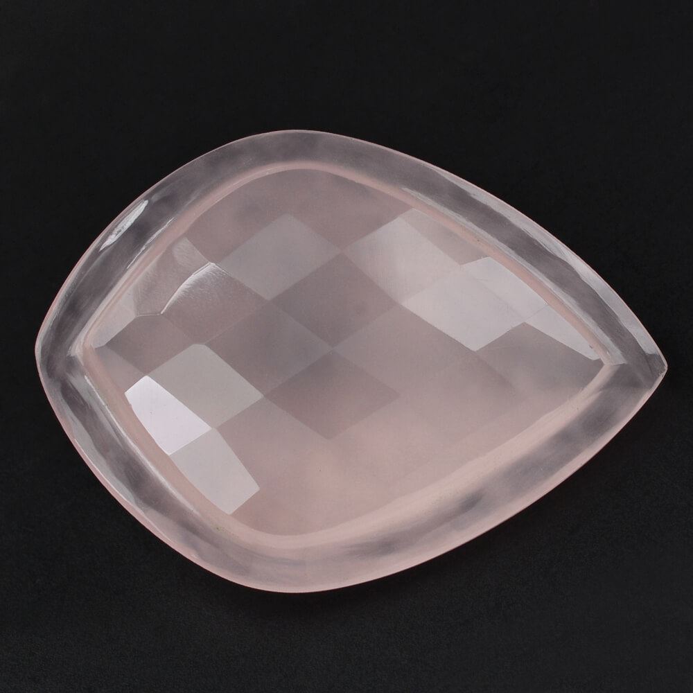 ROSE QUARTZ CARVED CHECKER TOP ONION (MILKY)30X22 MM 32.13 Cts.