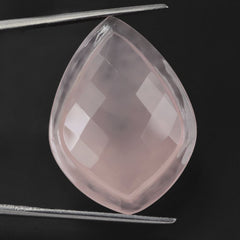 ROSE QUARTZ CARVED CHECKER TOP ONION (MILKY)30X22 MM 32.13 Cts.