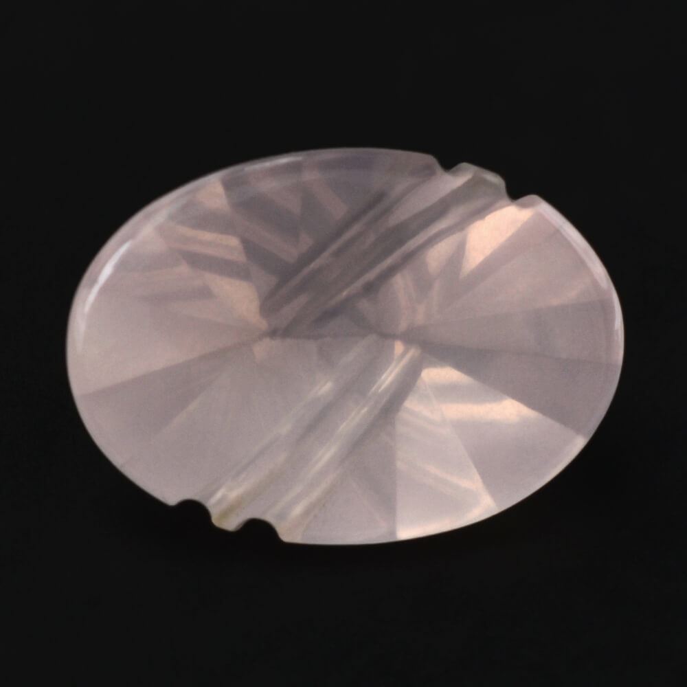 ROSE QUARTZ FLAT BUFFTOP LIGHTENING OVAL 14X10MM 4.76 Cts.
