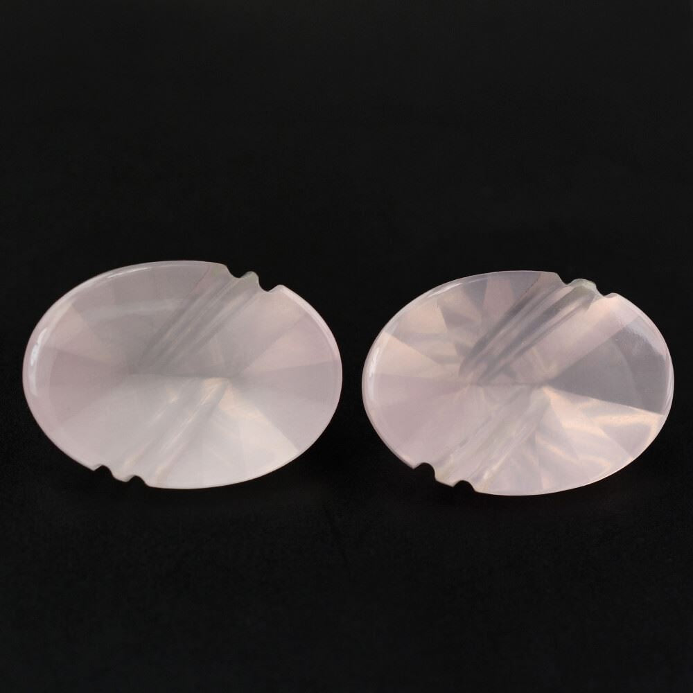ROSE QUARTZ FLAT BUFFTOP LIGHTENING OVAL 14X10MM 4.76 Cts.