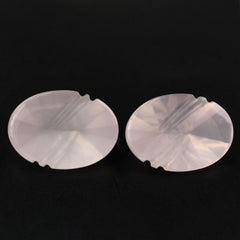 ROSE QUARTZ FLAT BUFFTOP LIGHTENING OVAL 14X10MM 4.76 Cts.