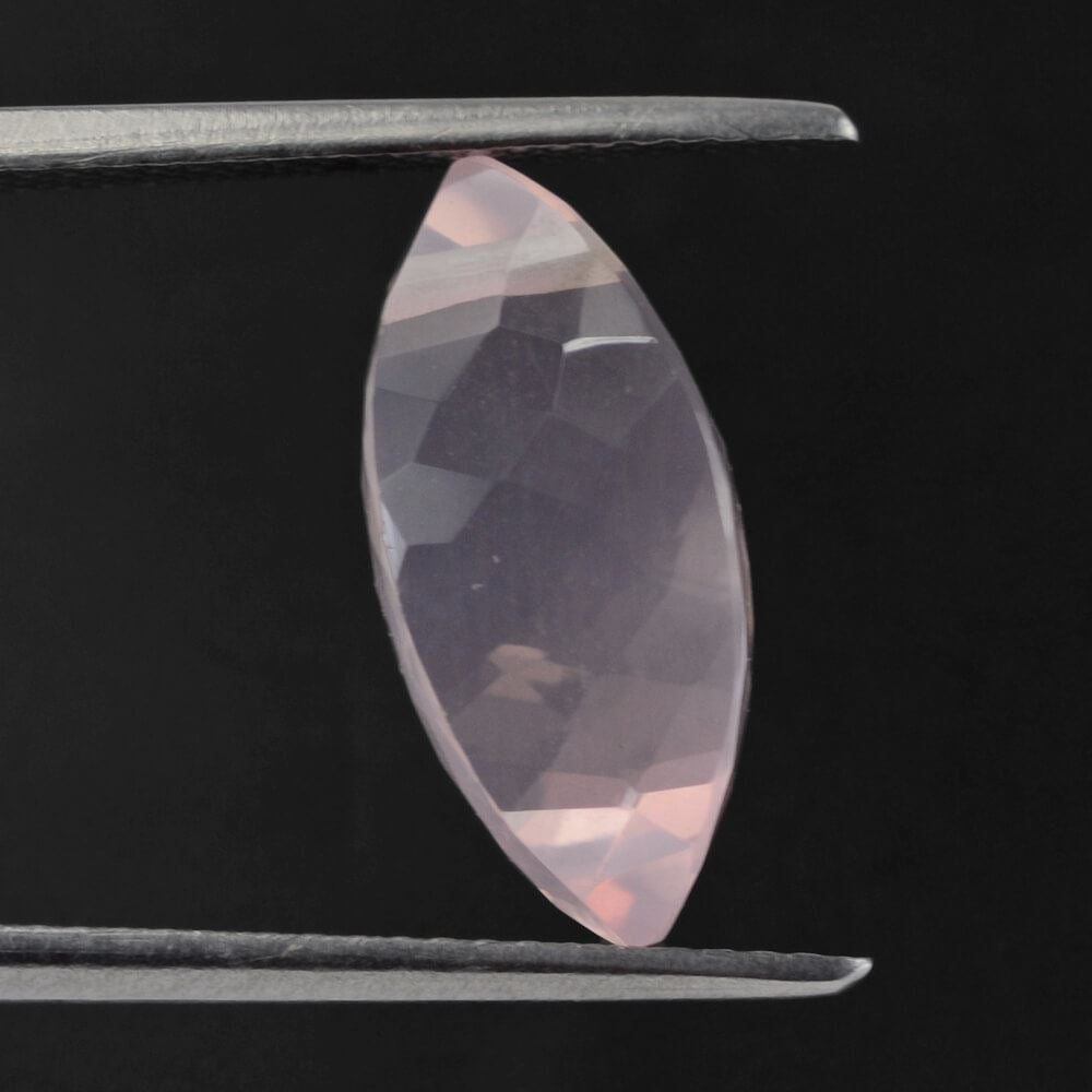 ROSE QUARTZ MARQUISE (CHOPASA) (SIDE DRILL) (SEMI-MILKY) (NICE COLOR) 16X7MM 6.5 Cts.