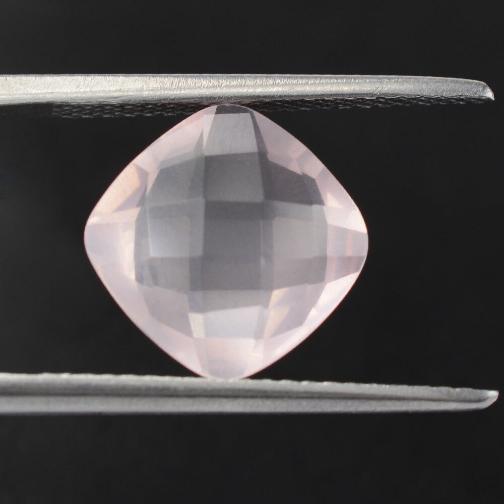 ROSE QUARTZ BRIOLETTE CUSHION (SEMI-MILKY) (NICE COLOR) 10MM 3.38 Cts.