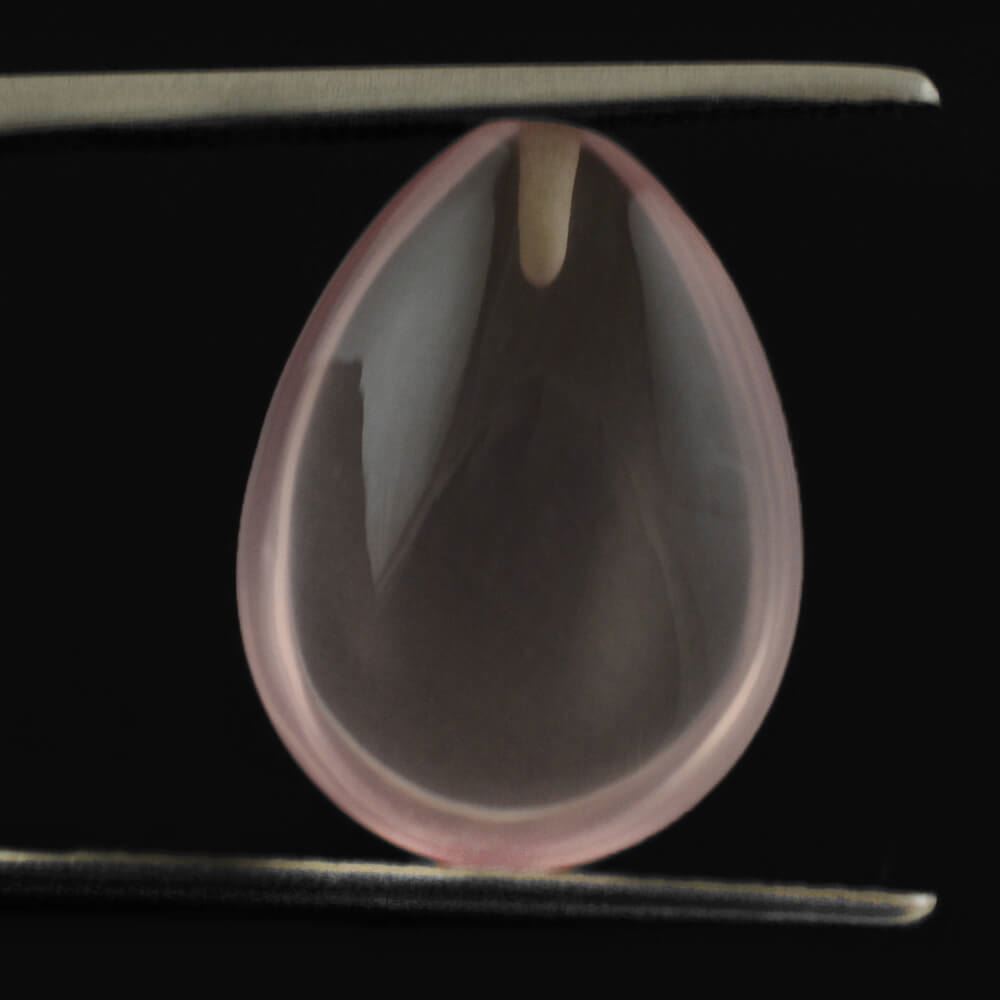 ROSE QUARTZ LENTIL PEAR TRANSPARENT NICE (HALF DRILL) 16X12MM 7.23 Cts.