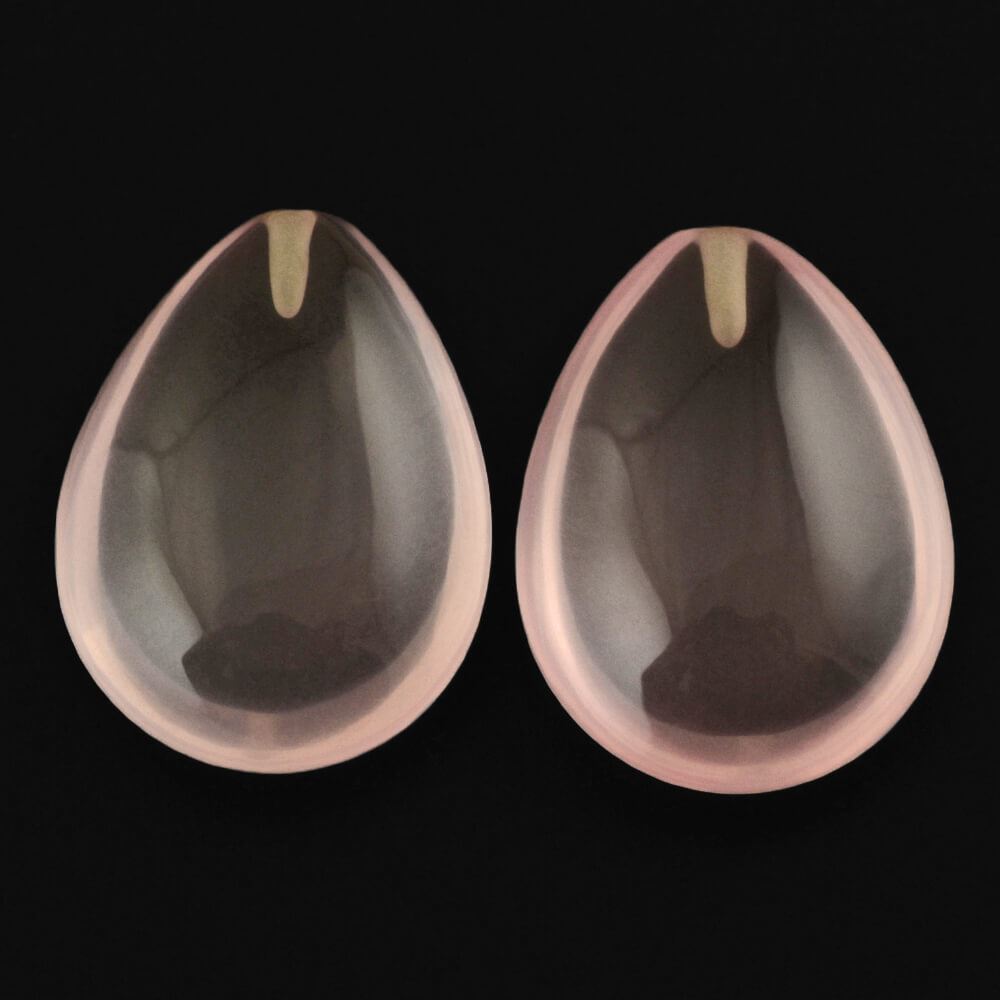 ROSE QUARTZ LENTIL PEAR TRANSPARENT NICE (HALF DRILL) 16X12MM 7.23 Cts.