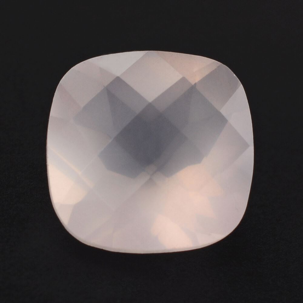 ROSE QUARTZ CHECKER CUT CUSHION (MILKY) 9MM 2.69 Cts.