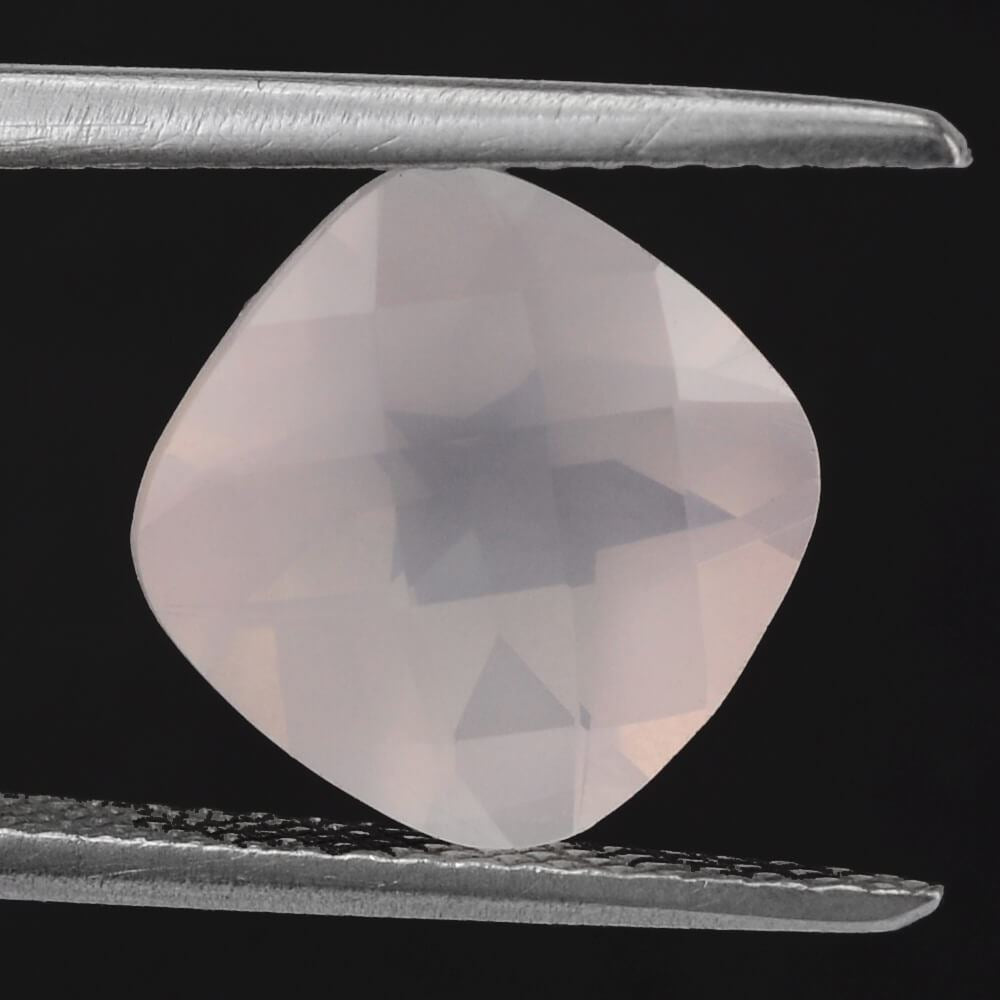 ROSE QUARTZ CHECKER CUT CUSHION (MILKY) 9MM 2.69 Cts.