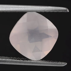 ROSE QUARTZ CHECKER CUT CUSHION (MILKY) 9MM 2.69 Cts.