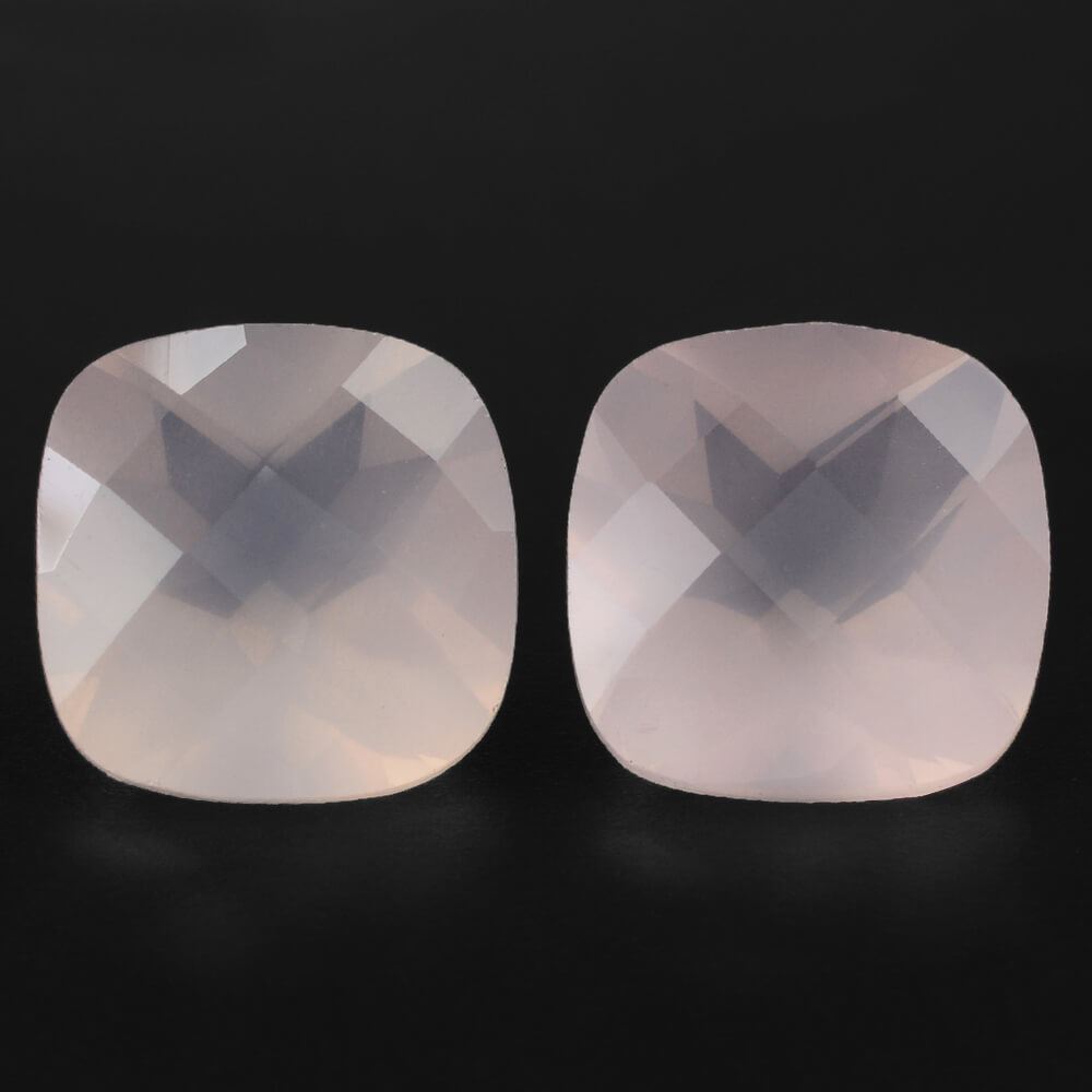 ROSE QUARTZ CHECKER CUT CUSHION (MILKY) 9MM 2.69 Cts.