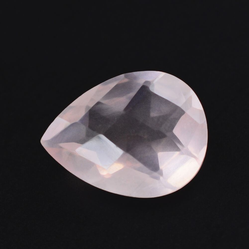 ROSE QUARTZ CHECKER CUT PEAR (SEMI-MILKY) (NICE COLOR) 9X7MM 1.43 Cts.