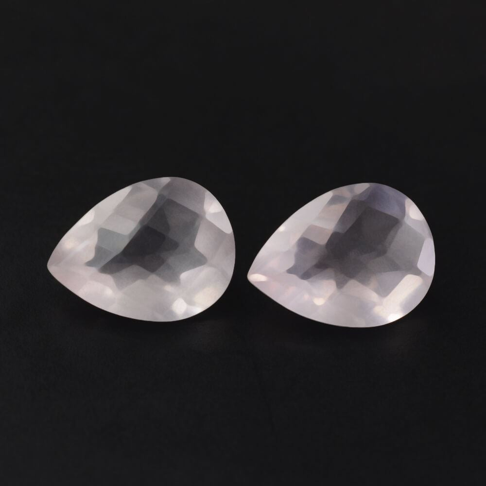 ROSE QUARTZ CHECKER CUT PEAR (SEMI-MILKY) (NICE COLOR) 9X7MM 1.43 Cts.
