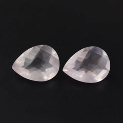 ROSE QUARTZ CHECKER CUT PEAR (SEMI-MILKY) (NICE COLOR) 9X7MM 1.43 Cts.
