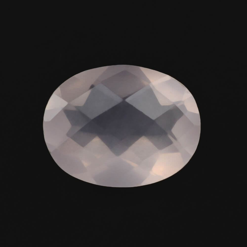 ROSE QUARTZ CHECKER CUT OVAL (SEMI-MILKY) (NICE COLOR) 9X7MM 1.57 Cts.