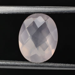 ROSE QUARTZ CHECKER CUT OVAL (SEMI-MILKY) (NICE COLOR) 9X7MM 1.57 Cts.
