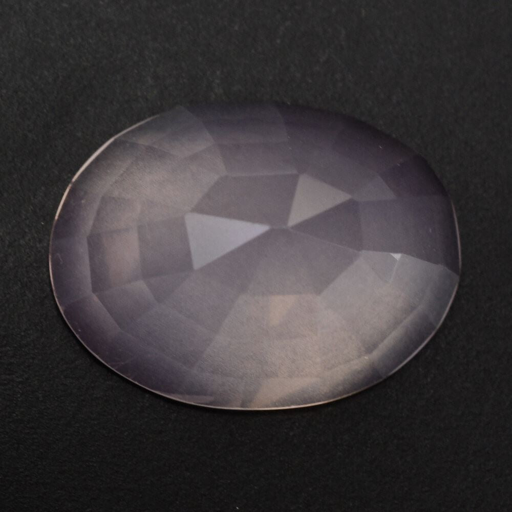 ROSE QUARTZ STEP CUT BACK HIGHDOOM OVAL CAB (SEMI- MILKY) (NICE COLOR) 16X12MM 9.23 Cts.