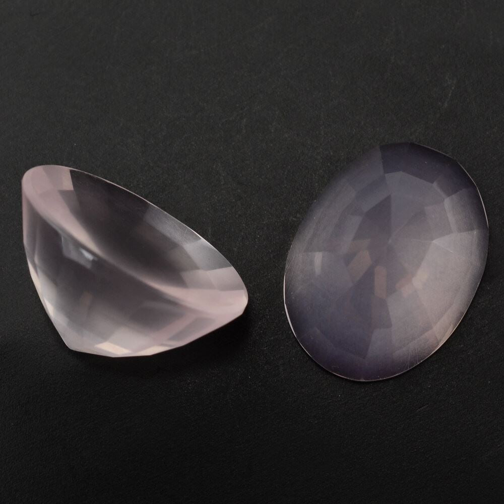 ROSE QUARTZ STEP CUT BACK HIGHDOOM OVAL CAB (SEMI- MILKY) (NICE COLOR) 16X12MM 9.23 Cts.