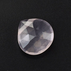 ROSE QUARTZ ROSE CUT BRIOLETTE HEART (SIDE DRILL) (SEMI-MILKY) (NICE COLOR) 8MM 1.81 Cts.